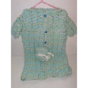 NEW Crochet Baby Girl Set 21" Long Sweater Booties 0-6 Months Handmade Gift Set